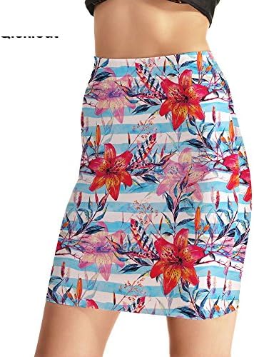 Blue Striped Orange Lily Skirtst Package Hip Skirt Fitness