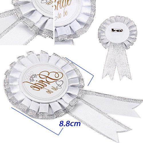 5 Stück “Bride to be” Dekoration Party set inkl. Schärpe, Strumpfband , Abzeichen, Schleier und Banner für zukünftige Braut Junggesellinnenabschied - 4