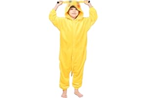 Kitimi Kinder Onesie Schlafanzug Jumpsuit Jungen Mädchen mit Kapuze, Tier Anzug Pyjama Schlafoverall Kleidung Outfit Fleece Sleepwear Kinder Kostüm Overall Cosplay Verkleidung Karneval Party Halloween