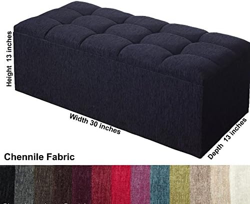 LuxisleepNew Large Ottoman Storage Blanket Toy Box Bench,Footstool, Chennile Many Colours (W30'' X D13'' XH 13''(INCHES), CARAMEL)