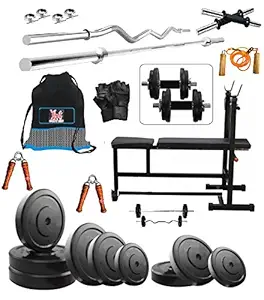 Bodyfit 70Kg Weight Plates,3In1 Bench Home Gym Dumbell Set,Gym Bag.