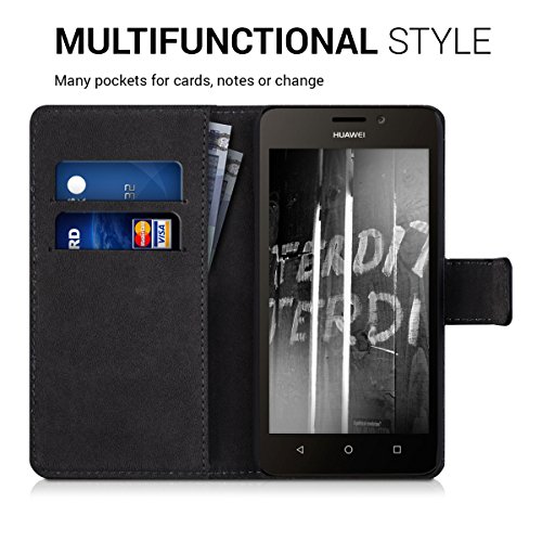 kwmobile Funda para Huawei Ascend Y635 - Carcasa de  Cuero sint  tico  con dise  o Don t Touch my Phone - Case con  Tarjetero 