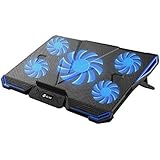 KLIM CYCLONE Laptop Cooler - Maximal Cooling - 5 fans - Cooling Pad for Computer - Gamer Gaming (Blue)