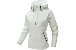 WINKEEY Chaqueta Mujer Múltiples Bolsillos Sombrero Extraíble Chaqueta Impermeable Mujer Colores Sólidos Cómodas Duraderas Deportiva Outdoor Chubasquero Mujers