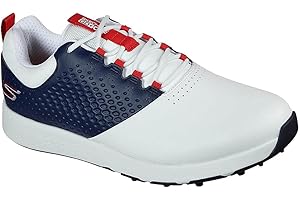 Skechers Scarpa da golf impermeabile Elite 4 da uomo, bianco/blu marino/rosso., 43 EU