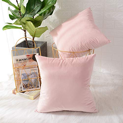 MERNETTE Pack of 2, Velvet Soft Decorative Square Throw Pillow Cover Cushion Covers Pillow case, Hom