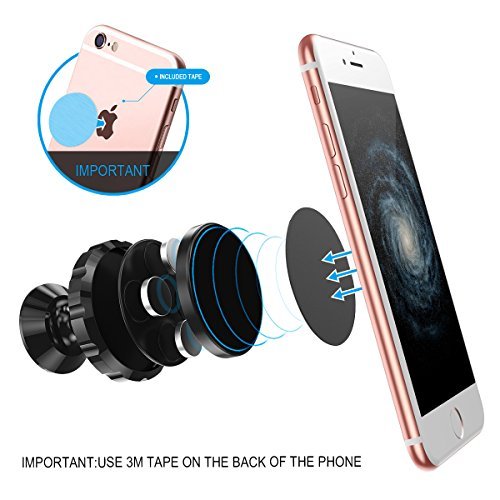 WorCord KFZ Halterung Auto Handyhalterung Magnet 360-Grad-Drehung Handystaender fÃ¼r iPhone 7, 6s, 5s, Galaxy S8, S7, S6 und andere Smartphones - Schwarz