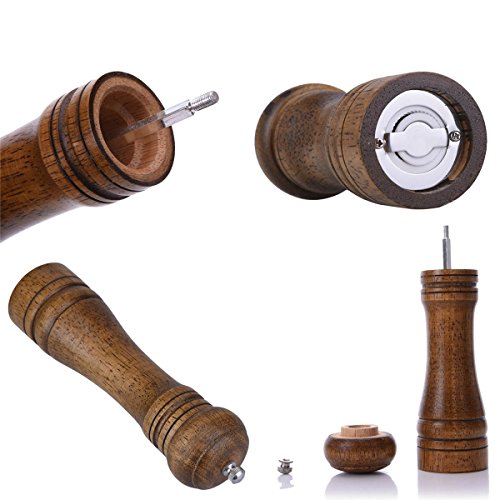Manuelle Pfeffermühle Eiche Holz Gewürzmühlen Mills 2 Größe Kreative Küche Werkzeuge von S & K 14.5*5cm braun - 2