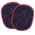 Bügelflicken Für Jeans – 2 Stück Mit Stern-Motiv In Dunkelblau/rot | Perfekt Für Kinderhosen & Kaputte Knie