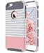 Produktbild ULAK iPhone 6s hülle, iPhone 6 hülle Dual Layer Case Cover Hybrid Schild TPU + PC Hard Case Cover für iPhone 6s / 6 4,7 Zoll (Roségold Streifen + Grau)