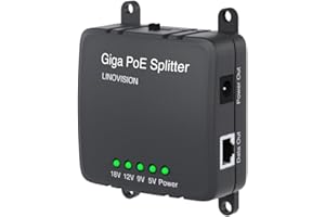 LINOVISION 30W Gigabit PoE Splitter a DC 5/9/12/18V de Salida, Entrada de Voltaje Ancho, IEEE802.3af/at PoE a Fuente de alimentación de CC para cámaras de Seguridad, Sistemas de Control de Acceso