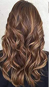 Pema Hair Extensions And Wigs Highlight Clip in Wavy/Curly Extension for Women (Golden)