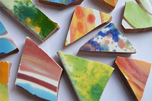 10 St. Bruchmosaik handbemalt dann gebrochen bunt-Maria,ca. 110g - 4