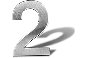 SINXIOER Samoprzylepny numer domu ze stali nierdzewnej, do przyklejenia, wysokość 12 cm, numer ulicy, samoprzylepne, metalowe numery drzwi (2)