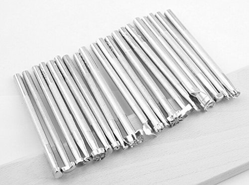 MELARIO 25stk Punzierstempel Präge Stempel Set Punzierhammer Chisel Punch Lederwerkzeug - 4