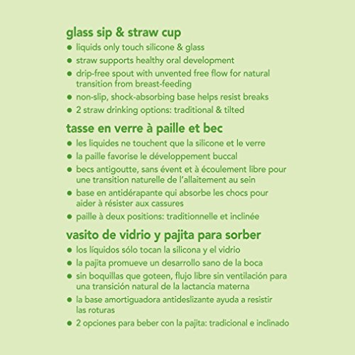 Green Sprouts 124900-500-26 Sip ’n Straw Glasflasche mit Trinkhalm, ab 6 Monate, grün - 5