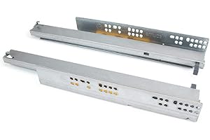 Emuca Coppia di guide a scomparsa per cassetti, a rulli, 250 mm, estrazione totale, sistema push, Zincato