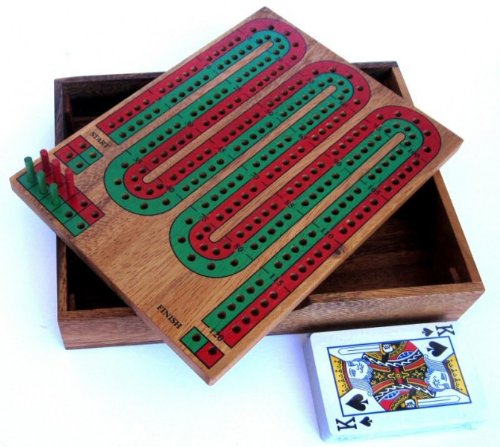 Preisvergleich Produktbild Cribbage - Kartenspiel mit Zählbrett aus edlem Samena Holz