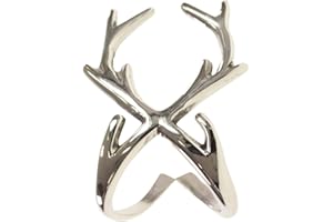 MACOSA HOME Macosa WV50591 Set of 6 Napkin Rings Antlers Silver Deer Napkin Holder Table Decoration Napkin Holder Table Decoration Stag Antlers