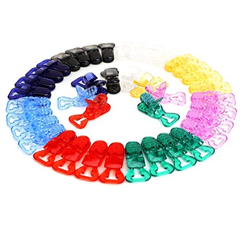 Tinksky 40pcs T-shape Plastic Baby Dummy Pacifier Clips Holders (8 Colors)