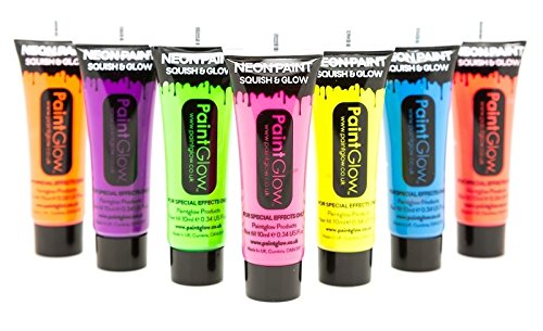 Paint Glow UV Neon Face and Body Paint 10 ml - Pack of 7