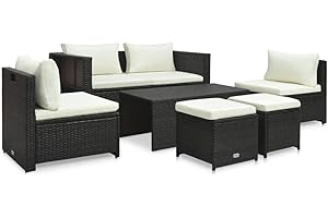 Willood 6-TLG. Garten-Lounge-Set mit Auflagen Gartenmöbel Lounge, Sitzgruppe für Garten, Terrasse und Balkon, Gartenmöbel Set wetterfest Poly Rattan Braun