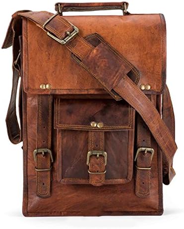 15 inch Mens , womens 100% Genuine Leather crossbody shoulder messenger briefcase ipad satchel bag