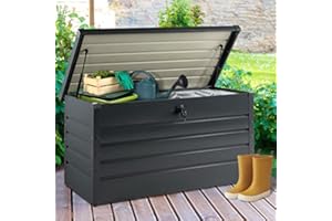 IDMarket - Coffre de rangement métal verrouillable gris anthracite pour jardin 350L 120x61x63 CM