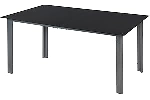 ‎MONTAFOX Montafox Garten Esstisch Glastischplatte 150 x 90 x 75 cm Gartentisch 6 Personen Gartenmöbel Tisch Balkontisch Terrassentisch Glas Aluminium Witterungsbeständig