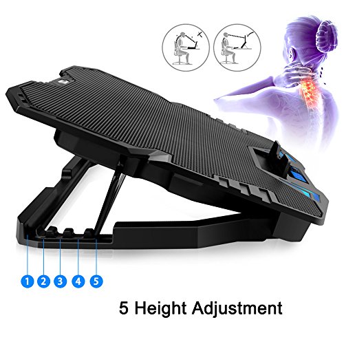 TopMate Notebook Laptop Kühler Laptop Unterlage- 5 x Lüfter – 2 x Usb – 10 – 15.6″ Zoll - 5