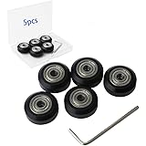 RUNCCI-YUN 3D Puleggia Passivo Rotonda Plastica con Cuscinetto Puleggia Ingranaggi Ruota per Stampante 3D V-slots, POM Modelli Puleggia, Nero per Creality Ender 3, CR-10, CR-10S