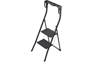 ‎HAILO Hailo K77 ComfortLine Klapptritt - 2-stufige Trittleiter aus Stahl mit Sicherheitsbügel und Ablageschale - Arbeitshöhe bis 2,47 m - Gewicht: 5 kg - Schwarz