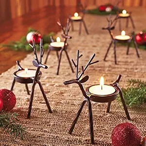The Purple Tree Cast Iron Christmas Reindeer Tealight Holder, (Pack of 4) , Candle Holder, Diwali Candle Holder, tealight Holder, Diwali Gift, Best Gift for Diwali, Diwali Decoration