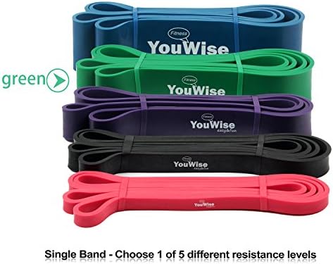 Pull Up Assist Band-YouWise Heave Duty Stretch Resistance Band, Mobility,Powerlifting Band Bonus eBook -Multi Choice: Single Band or one Set (Green)