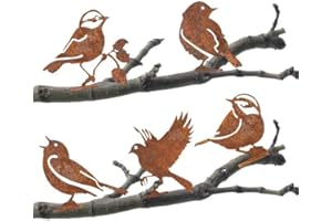 EclipseGuard 5 Stück Rostiges Vögel Gartenstecker, Rost Deko Gartendeko für Garten, Edelrost Metall Vögel Roststecker Baumstecker mit Schraube, Rostfiguren Tiere für Baumstamm Deko, Deko Vogel
