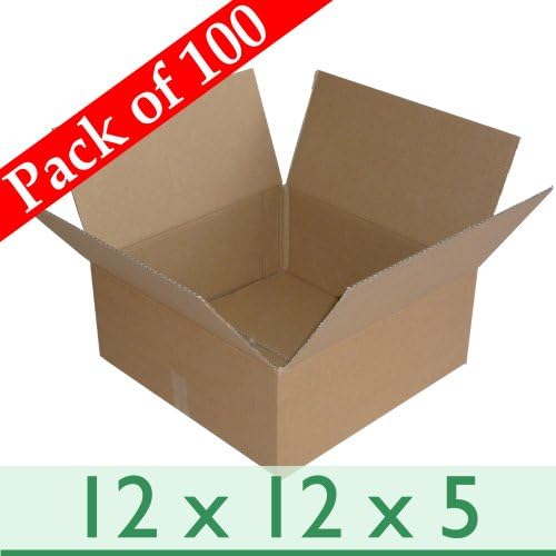 100 x Small Square Mailing Cardboard Boxes - Single Wall - 12" x 12" x 5" / 305mm x 305mm x 121mm