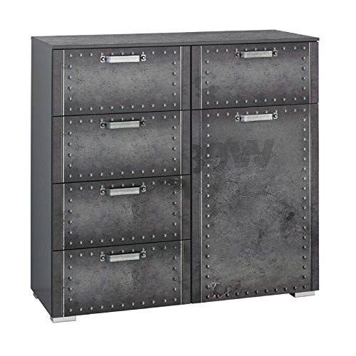 Preisvergleich Produktbild Kommode Industrial-Print-Optik / graphit