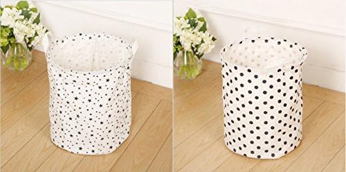 Ideal Dream 2 x Pieces Mix Designs Brief Dirty Clothes Basket Waterproof Folding Laundry Basket Cotton Basket for Kids Room Star Dot Print Storage Bucket