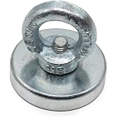 48mm &Ccedil;ok G&uuml;&ccedil;l&uuml; Deniz Mıknatısı - Fishing Magnet - Neodyum Daimi &Ccedil;elik Mıknatıs - Halkalı Pot Mıknatıs - Nikel Kaplı - Paslanm