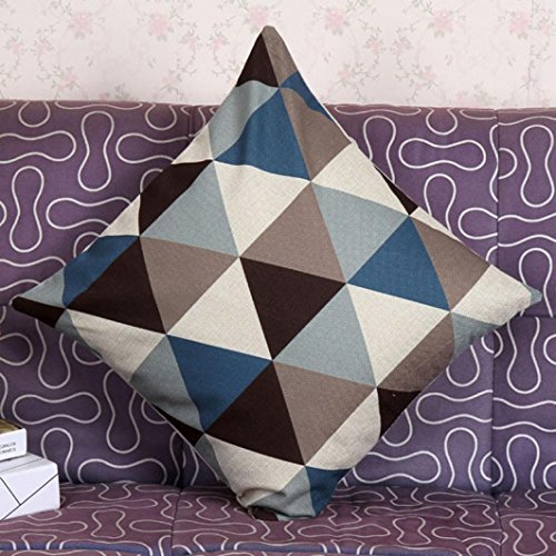 WOCACHI Leinen Quadrat 45cm x 45cm Neue geometrische Kissen dekorative Wohnkultur Kissen Kissenbezug Zierkissenbezüge Mehrfarbig (Blau) - 2