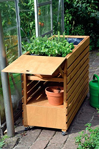 dobar rollbares XXL Hochbeet aus Holz mit Boden, Frühbeet Bausatz für Gemüse, Kräuter im Garten und Balkon, 115 x 45 x 75 cm, braun - 3