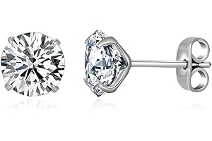 JMFENFA Pendientes de titanio G23 con circonita cúbica para orejas sensibles, 3 mm, 4 mm, 5 mm, 6 mm, 7 mm, 8 mm