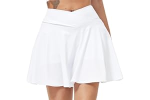 HAWILAND Gonna da tennis da donna – Gonna da crossover a vita con scollo a V e tasche, gonna da golf per ciclismo, escursionismo, corsa