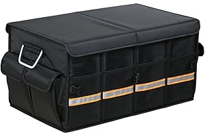 LLWQUANZSS YUOCT 60cm 66L Organizer per Bagagliaio Auto, Robusto Pieghevole, Organizer Bagagliaio Multi Scomparto Con Cinghie Maniglie Regolabili & Coperchio (L 23.6x13.8x11.8in)