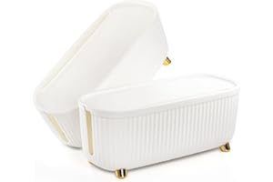 Lyellfe 2 Pack Cable Management Box, White Cord Hider Organizer Box with Lid, 13.7''L x 6''W x 5''H Power Strips Hider Concealer for Desk TV Computer USB Hub System