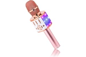 BONAOK Microphone for Kids Wireless, Magic Sound Karaoke Wireless Microphone, 4 in 1 Bluetooth Karaoke Machine, Adult Car Karaoke Mic Singing Machine, for Party/Outdoor/Travel(Rose Gold)