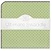 SwaddleDesigns Ultimate Swaddle Blanket, Premium Cotton Flannel, Brown Polka Dots, Lime