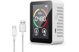 Kocusu Detecteur CO2, Détecteur de CO2 Intérieur, Moniteur de Qualité de L'air avec écran LCD, Détecte La Température et L'humidité dans Les Usines, Les Cuisines (Semi-conducteur Blanc)
