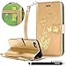 Produktbild HUDDU Compatible for Gold Schutzhülle iPhone 7 / iPhone 8 Handyhülle Golden Butterfly Muster Leder Tasche Slim Wallet Case Flip Hülle Ledertasche Kartenfach Stand Cover Brieftasche Etui Handytaschen
