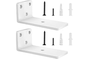 YFCVIP 2 Piezas Escuadras Para Estanterias, Soporte Baldas Pared, Escuadras Metalicas Invisibles, Soporte Estantería Metal con Tornillossado para Fácil Montaje en Pared (12,7cm, Blanco) 5in